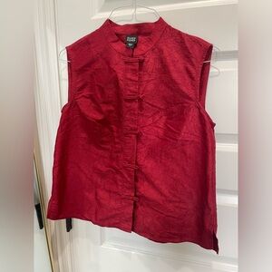 Eileen Fisher red silk vest large